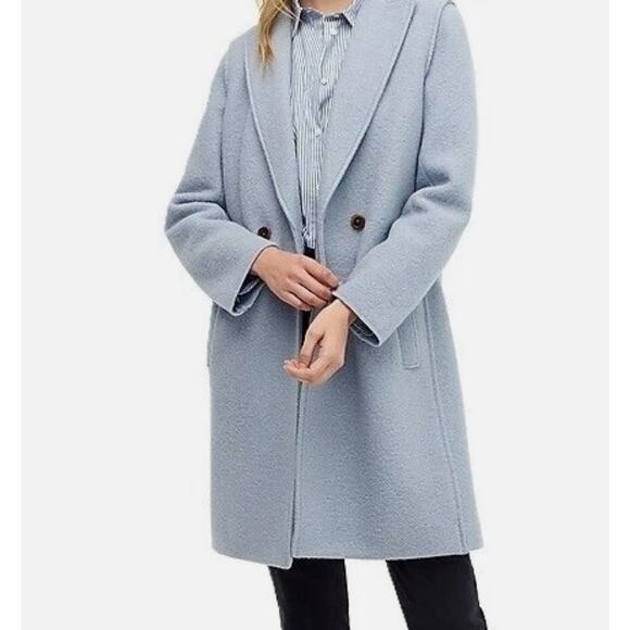 J.Crew Women's Daphne Topcoat Italian Boiled Wool Light Blue Jacket Size 0 - Picture 1 of 6